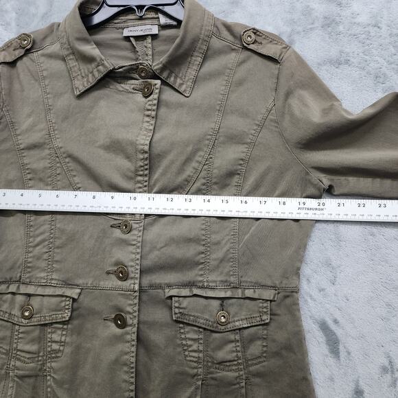 DKNY Petites Jacket Womens L Army Green Military Utility Button Front Grunge Y2K - Picture 10 of 13